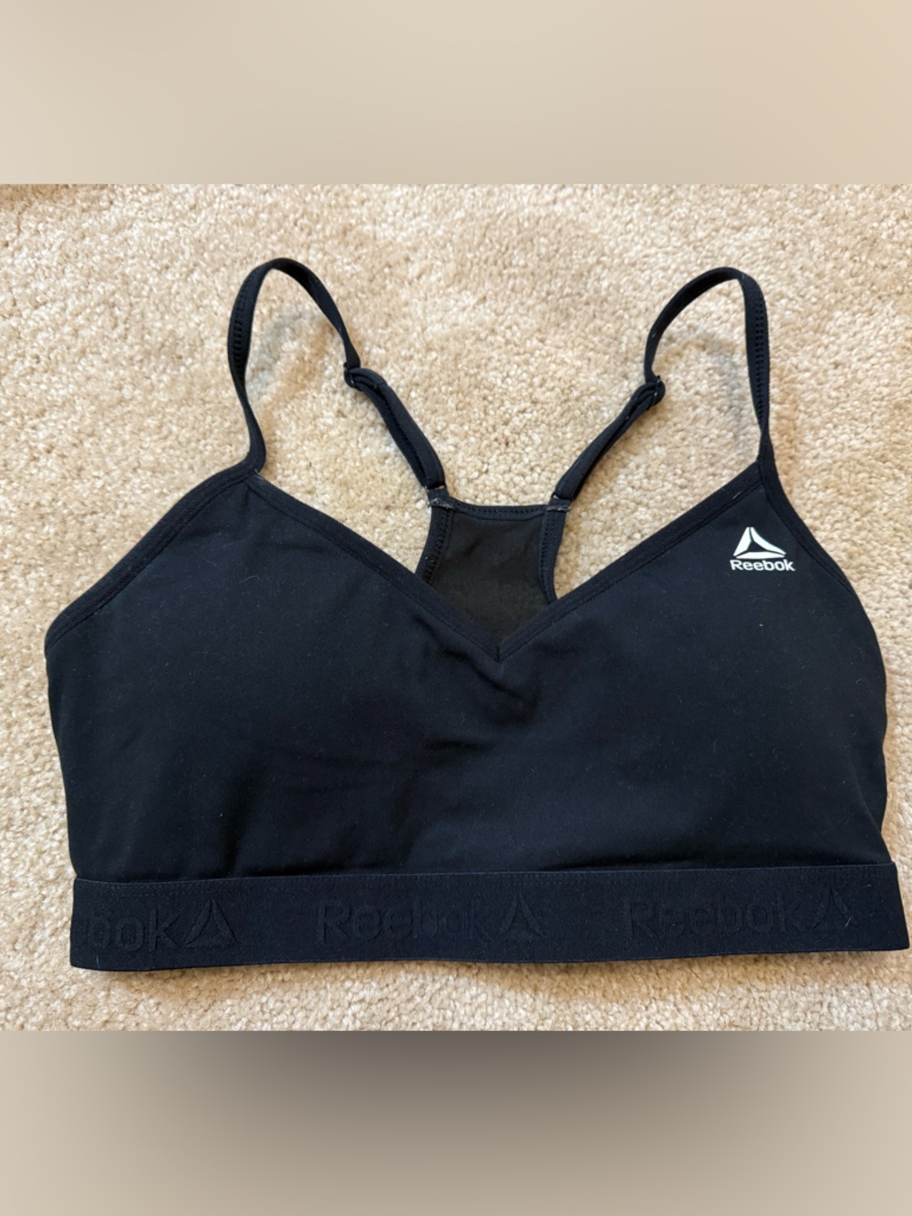 Reebok Black Adjustable-Strap Training Bra